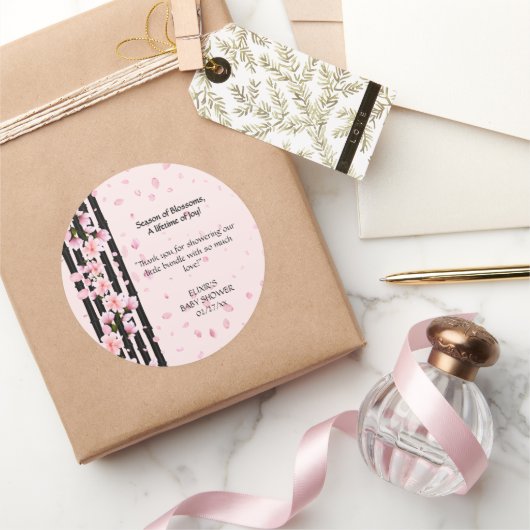Sticker Rond Baby shower de fleurs de cerisiers Sakura Spring (Cadeaux)