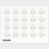 Sticker Rond Baby shower de fleurs printanières de cigogne spéc (Feuille)