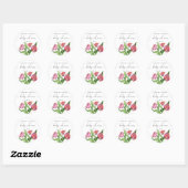 Sticker Rond Baby shower de fleurs rouges aquarelle (Feuille)