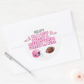Sticker Rond Baby shower de football rose (Enveloppe)