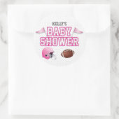 Sticker Rond Baby shower de football rose (Sac)