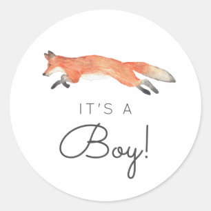 Sticker Rond Baby shower de Fox d'hiver