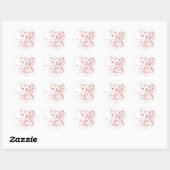 Sticker Rond Baby shower de fraises de la Bow rose (Feuille)