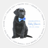 Sticker Rond Baby shower de garçon bleu chien de chiot du Labra (Devant)