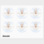 Sticker Rond Baby shower de garçon Bleu Ours Teddy (Feuille)