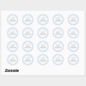 Sticker Rond Baby shower de garçon En vichy bleu (Feuille)