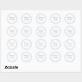 Sticker Rond Baby shower de garçon En vichy bleu (Feuille)