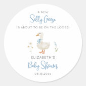 Sticker Rond Baby shower de garçon Fleur sauvage sot Goose Blue (Devant)