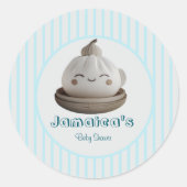 Sticker rond Baby shower de garçon Little Bleu (Devant)