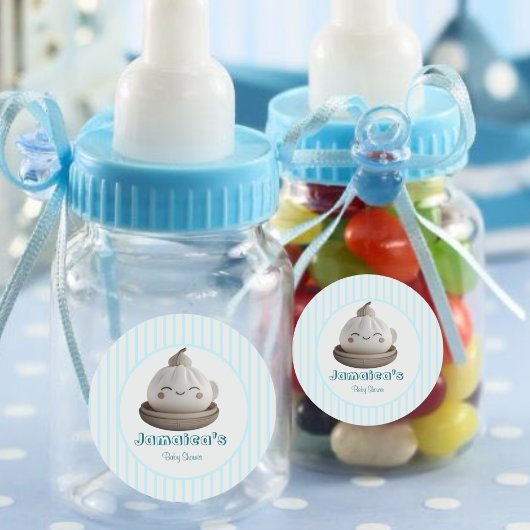 Sticker rond Baby shower de garçon Little Bleu