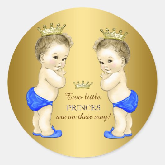 Sticker Rond Baby shower de garçon Prince Twin (Devant)