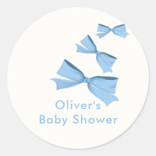 Sticker Rond Baby shower de garçon volant Blue Little volant