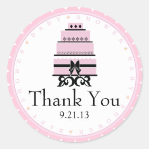 Sticker Rond Baby shower de gâteau rose