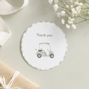 Sticker Rond Baby shower de golf vert sauge 