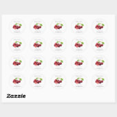 Sticker Rond Baby shower de graines de cerise en fleurs (Feuille)