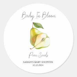 Sticker Rond Baby shower de graines de poires pour bébé en fleu