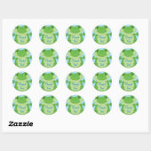 Sticker Rond Baby shower de grenouille bleu (Feuille)