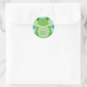 Sticker Rond Baby shower de grenouille bleu (Sac)