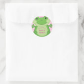 Sticker Rond Baby shower de grenouille rose (Sac)
