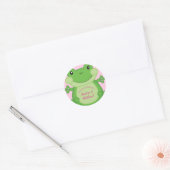 Sticker Rond Baby shower de grenouille rose (Enveloppe)