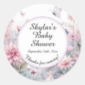 Sticker Rond Baby shower de jardin de fées (Devant)