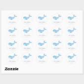 Sticker Rond Baby shower de la baleine d'aquarelle (Feuille)