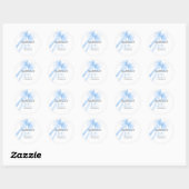 Sticker Rond Baby shower de la ceinture bleue (Feuille)
