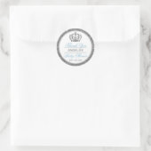 Sticker Rond Baby shower de la couronne Merci bleu (Sac)
