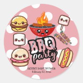 Sticker Rond Baby shower de la fête du barbecue Cute Kawaii (Devant)