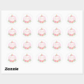 Sticker Rond Baby shower de la fille Citrouille rose Floral (Feuille)