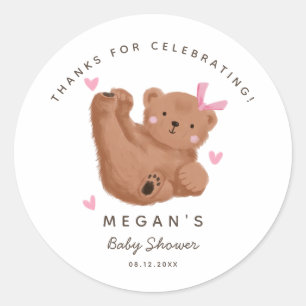 Sticker Rond Baby shower de la fille de l'ours des petits bois