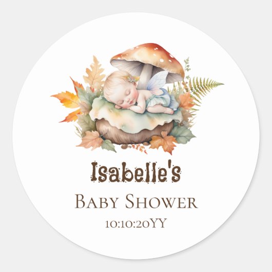 Sticker Rond Baby shower de la fleur de bois d'automne (Devant)