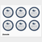 Sticker Rond Baby shower de la marine Blue Ocean Whale (Feuille)