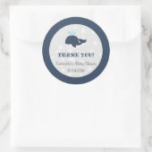 Sticker Rond Baby shower de la marine Blue Ocean Whale (Sac)
