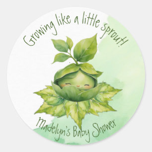 Sticker Rond Baby shower de la nature illustrée et personnalisé