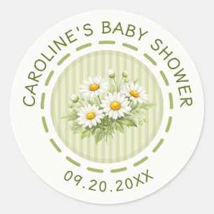 Sticker Rond Baby Shower de la petite Daisy