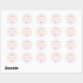 Sticker Rond Baby shower de la petite fille de la cigogne rose (Feuille)