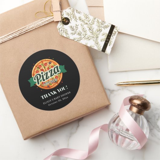 Sticker Rond Baby shower de la Pizza moderne (Cadeaux)
