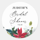 Sticker Rond  Baby Shower de la Poinsettia d'hiver  (Devant)
