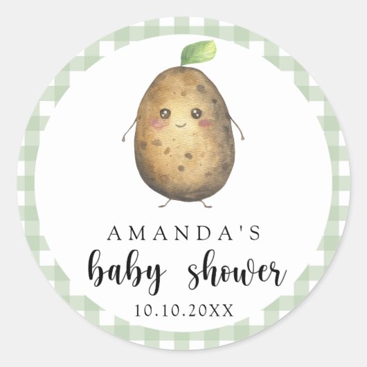 Sticker Rond Baby shower de la pomme de terre (Devant)
