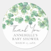 Sticker Rond Baby Shower de la Saint-Patrick Trèfle (Devant)