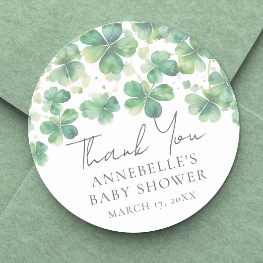 Sticker Rond Baby Shower de la Saint-Patrick Trèfle