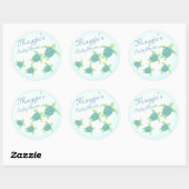 Sticker Rond Baby shower de la tortue de mer (Feuille)