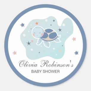 Sticker Rond Baby shower de la tortue de mer   Océan mignon