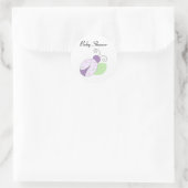 Sticker Rond Baby shower de Ladybug violet (Sac)
