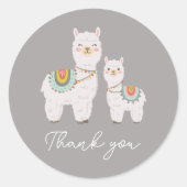 Sticker Rond baby shower de lama boho (Devant)