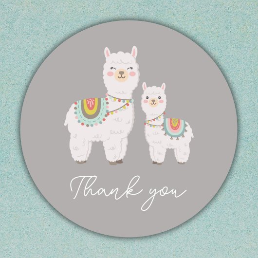 Sticker Rond baby shower de lama boho