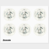 Sticker Rond Baby shower de lapin farci de boue (Feuille)