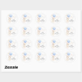 Sticker Rond Baby shower de lapin mignon bleu garçon (Feuille)