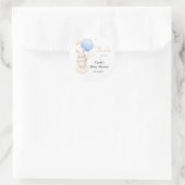 Sticker Rond Baby shower de lapin mignon bleu garçon (Sac)